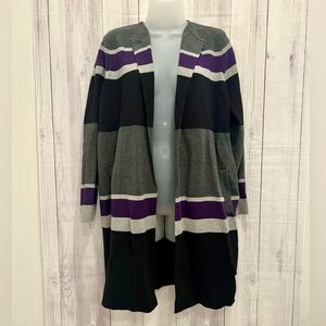 Calvin Klein Striped Open Front Cardigan Sweater Size Medium